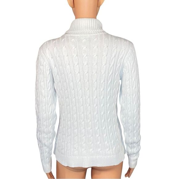 Charter Club Cream Cable Knit Turtleneck Sweater Womens Size Medium Ribbed - Picture 3 of 5